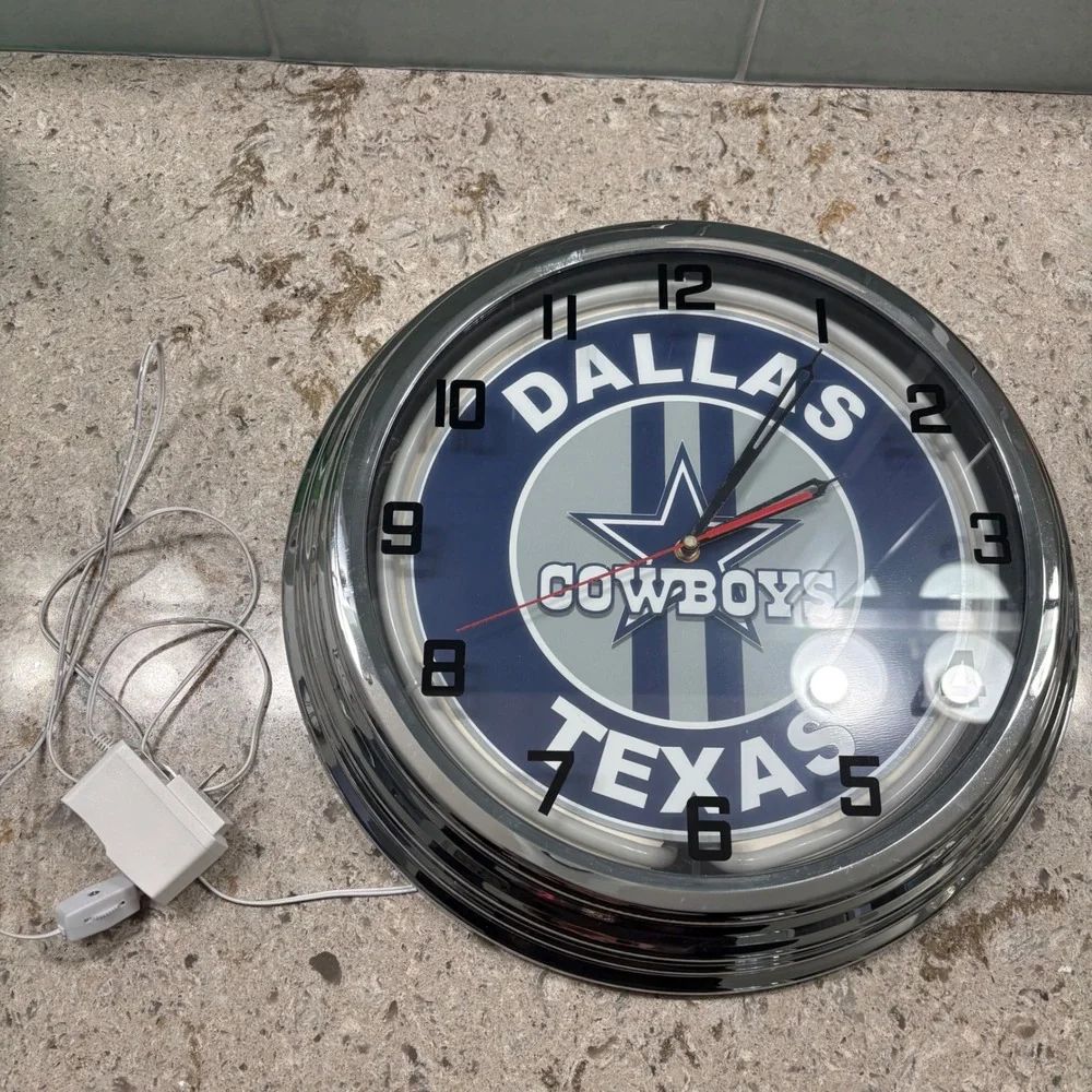 17' Dallas Cowboys Neon Light Up Clock NFL Football Fan‎ Decor TESTED